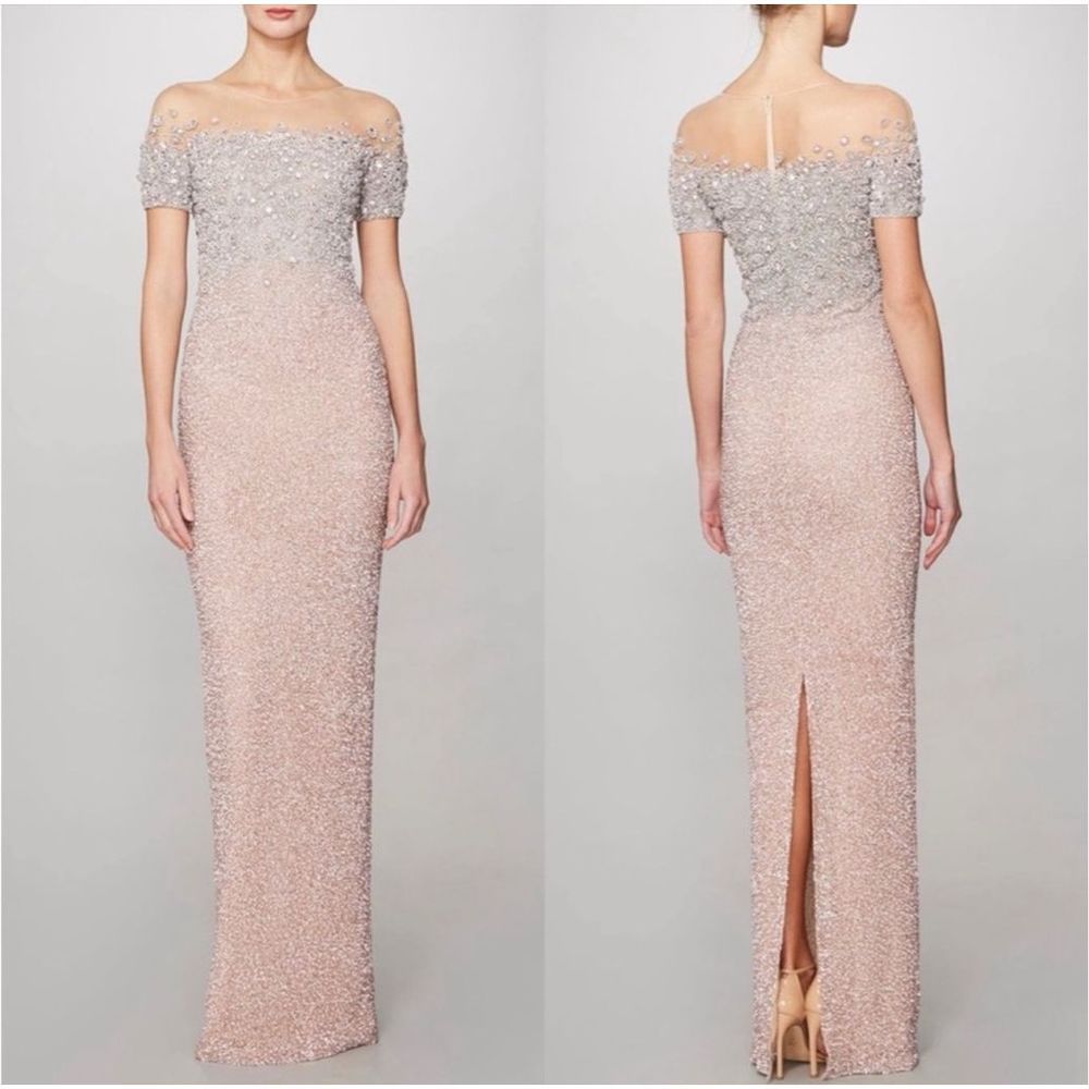 Ombre Signature Sequin Gown with Oversized Crystal Details Size US10 $5720